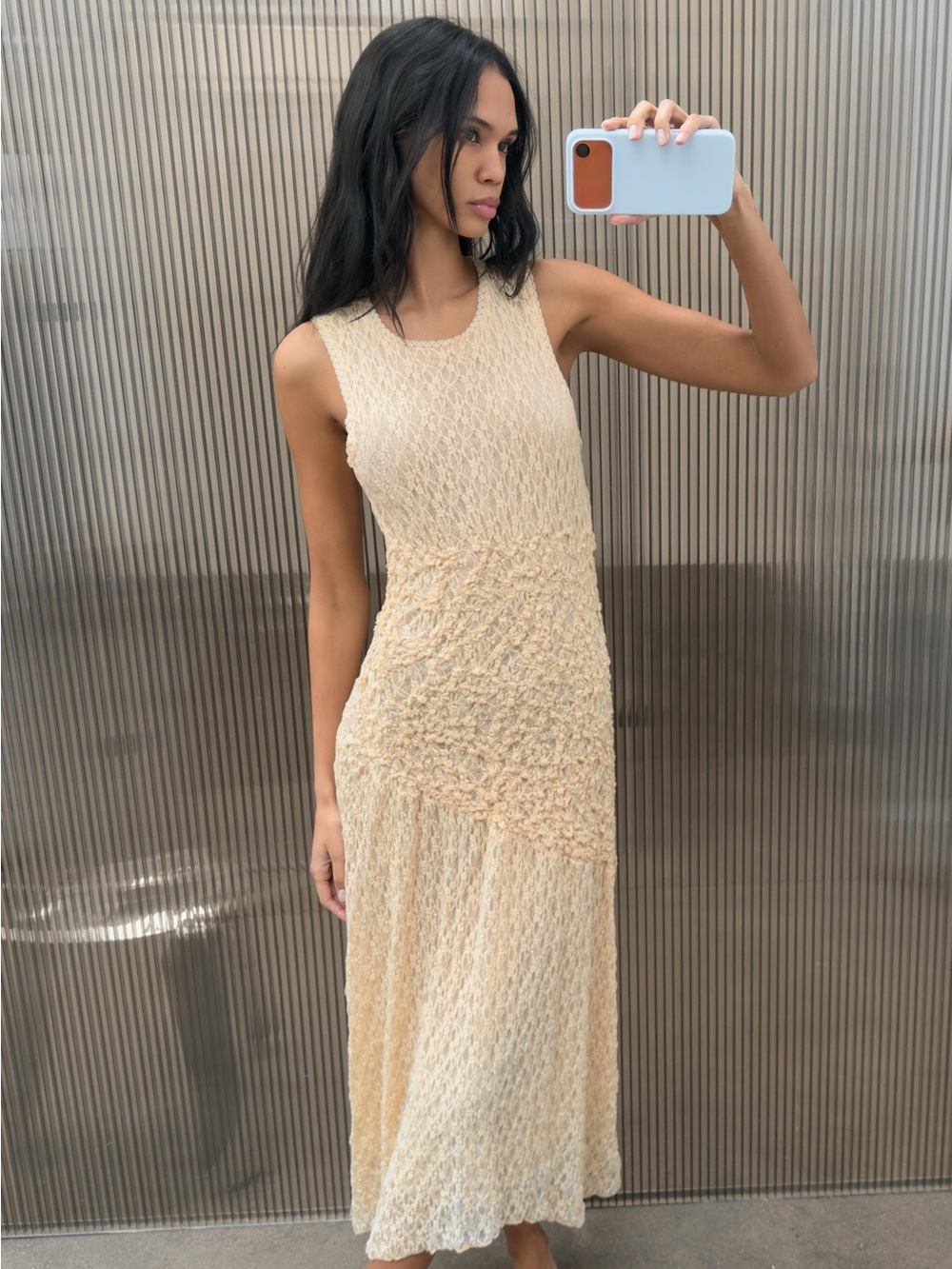 ZARA | NWT Viral Gathered Lace MIDI Dress in Butter Yellow | L